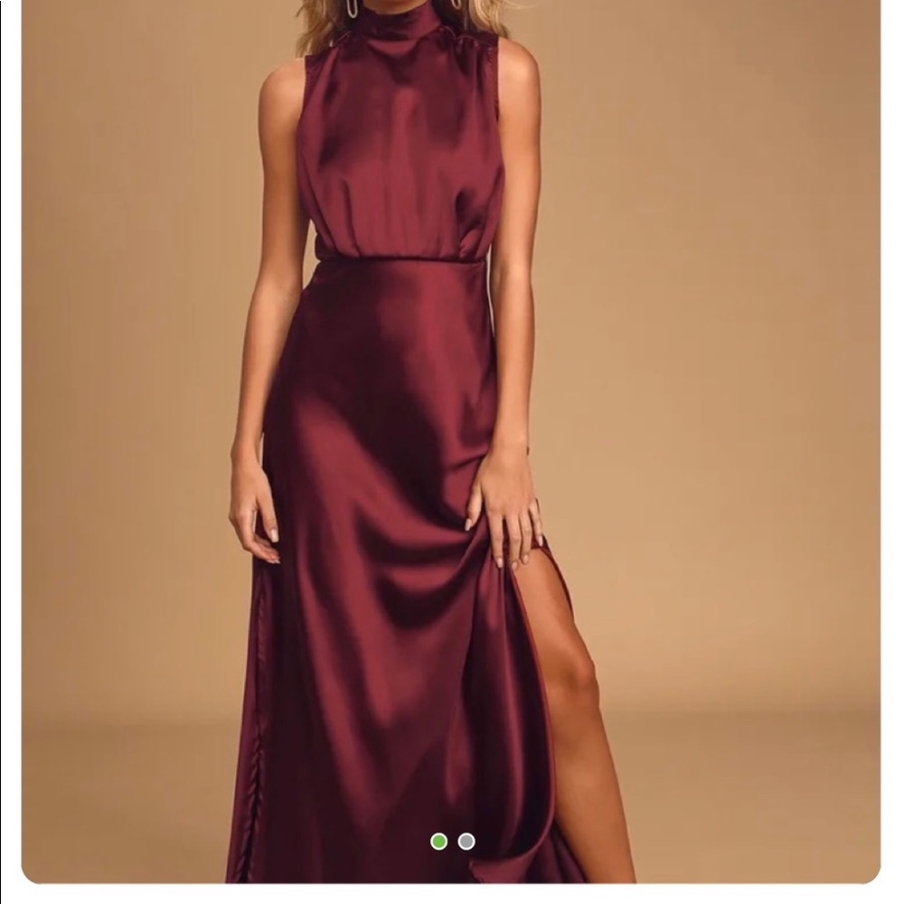 Wine Satin Sleeveless Dress